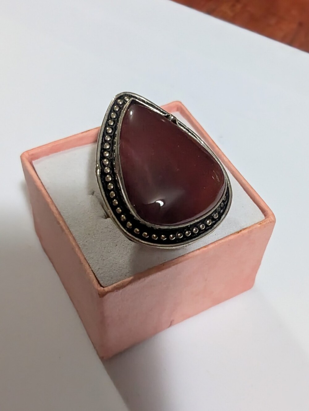 Handcrafted Red Jasper Oversized Teardrop Ring (7.25)